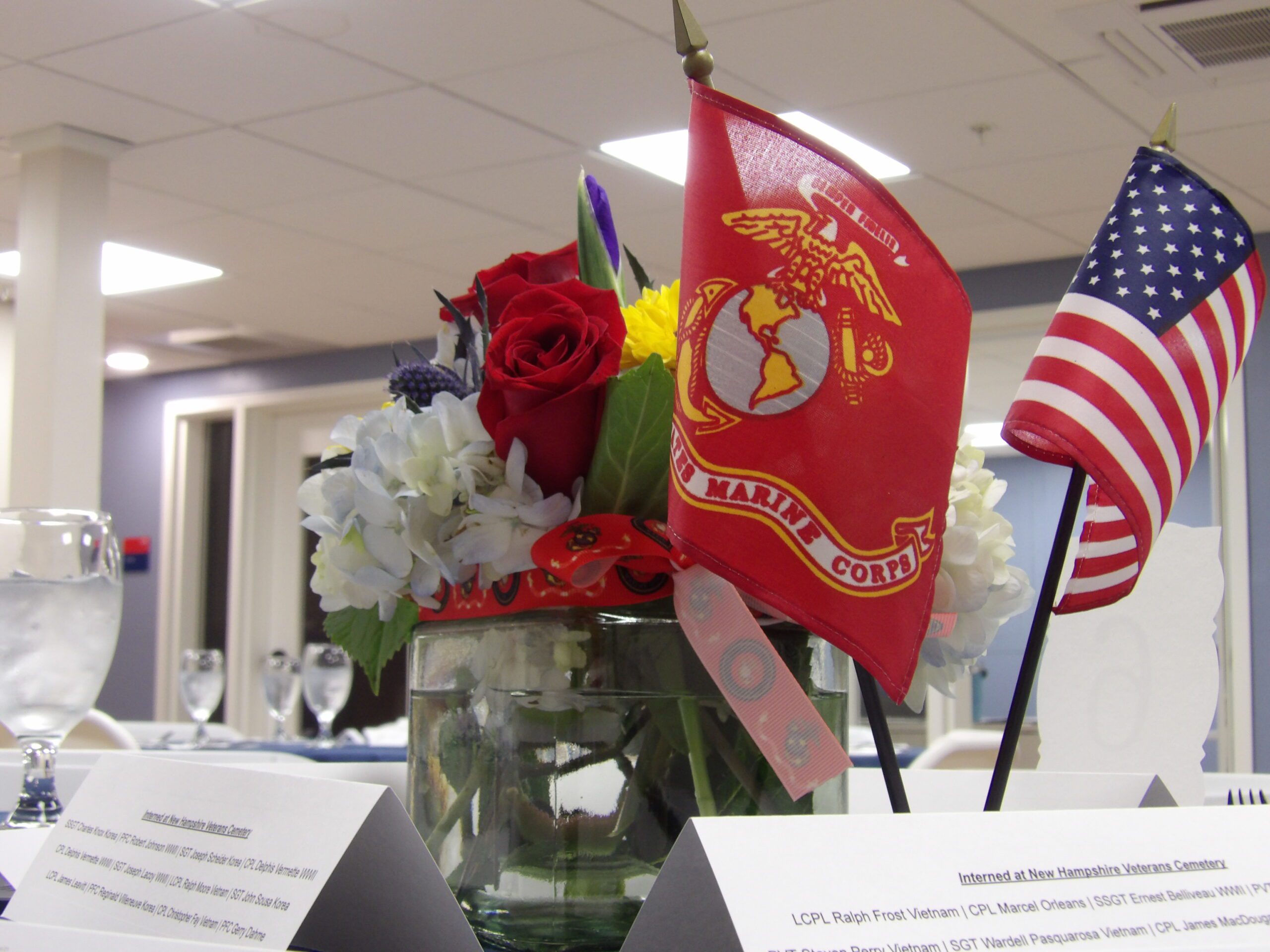 The tables are set and awaiting the guests.
